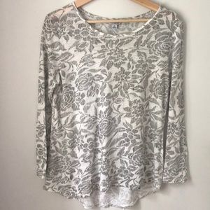 Lucky Brand Top Floral Rose Linen Viscose Blend hi lo Womens Size Small